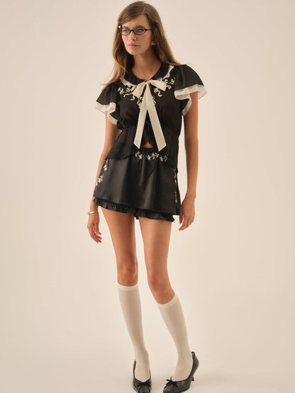 For Love and Lemons - Emmie Chiffon Skort - Black