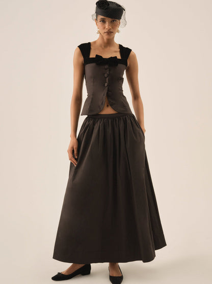 For Love and Lemons - Train Station Poplin Maxi Skirt - Black