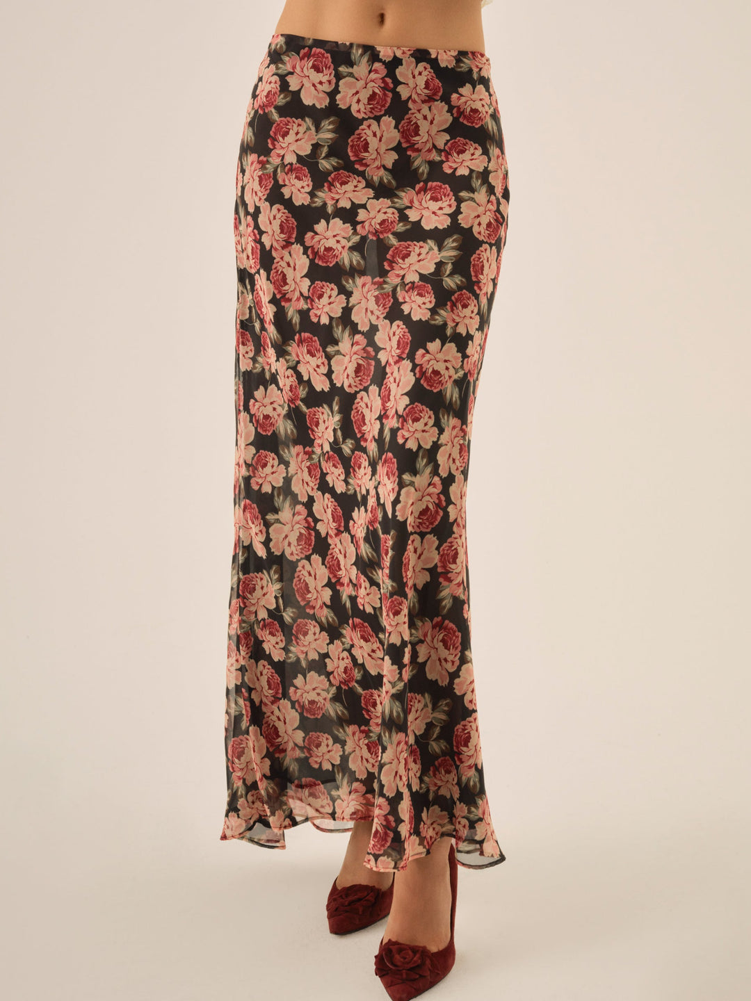 For Love and Lemons - Belmond Floral Maxi Skirt - Black