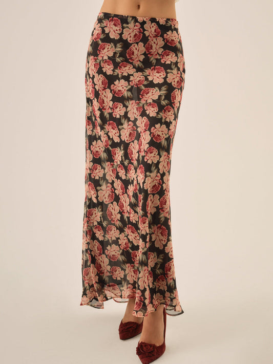 For Love and Lemons - Belmond Floral Maxi Skirt - Black