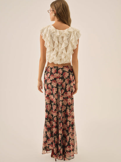 For Love and Lemons - Belmond Floral Maxi Skirt - Black