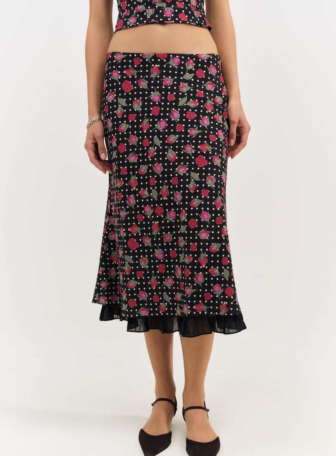 For Love and Lemons - Betty Bud Midi Skirt - Black