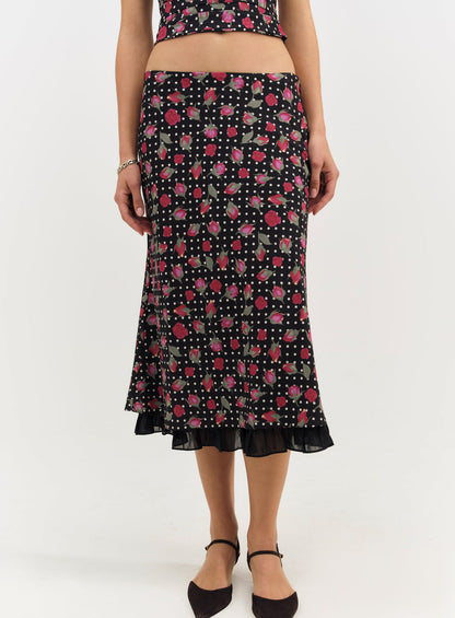 For Love and Lemons - Betty Bud Midi Skirt - Black