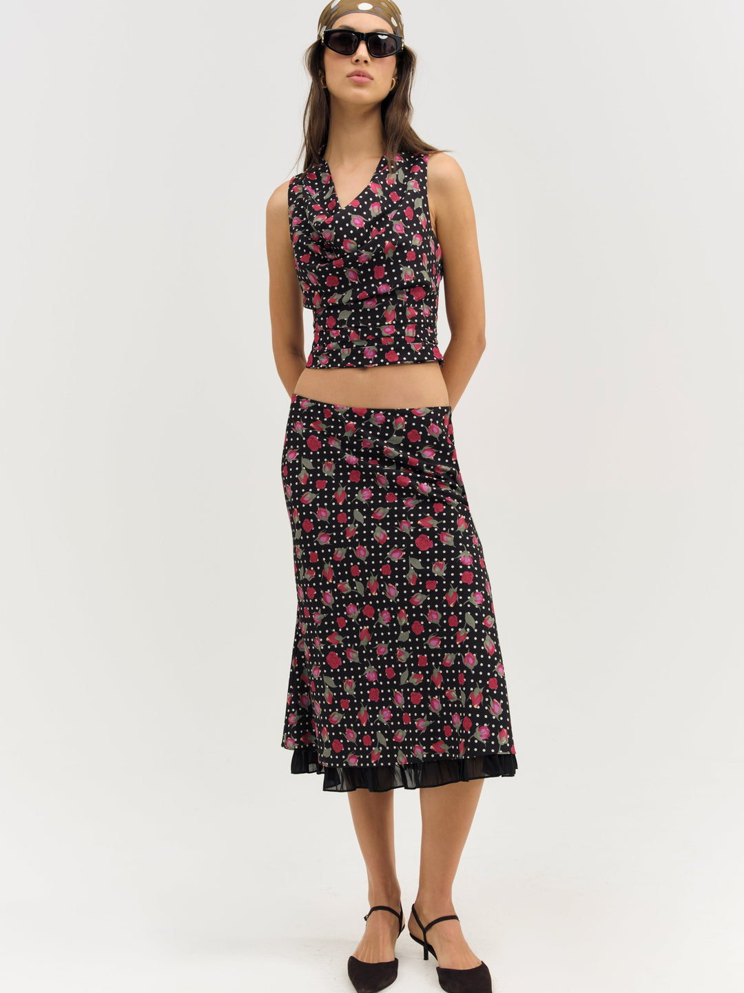 For Love and Lemons - Betty Bud Midi Skirt - Black
