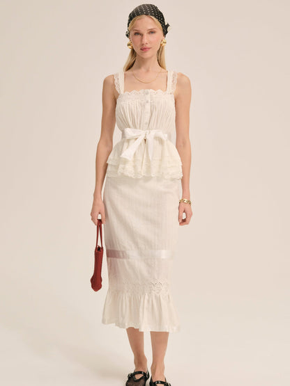 For Love and Lemons - Sweet Summer Midi Skirt - White