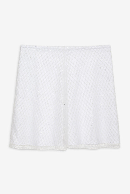 For Love and Lemons - Glitter Grid Mini Skirt - White