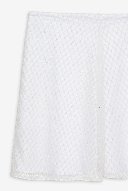 For Love and Lemons - Glitter Grid Mini Skirt - White