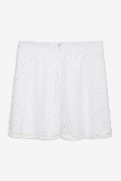 For Love and Lemons - Glitter Grid Mini Skirt - White