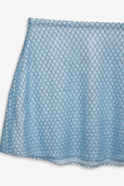For Love and Lemons - Glitter Grid Mini Skirt - Blue