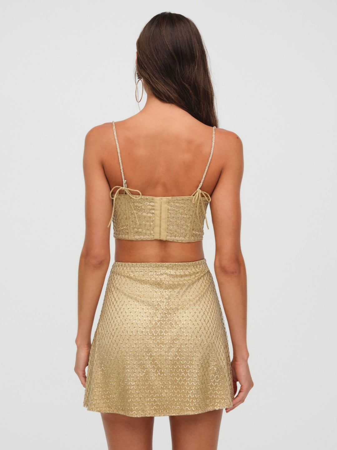For Love and Lemons - Glitter Grid Mini Skirt - Gold