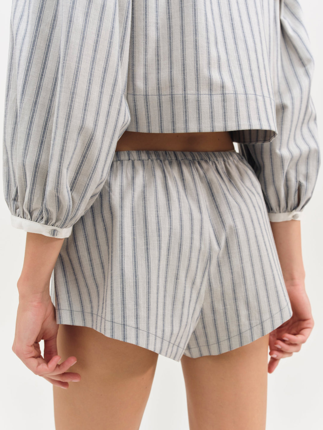 For Love and Lemons - Linen Stripe Shorts - Blue