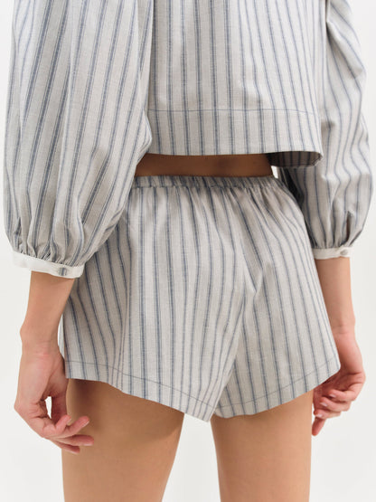 For Love and Lemons - Linen Stripe Shorts - Blue