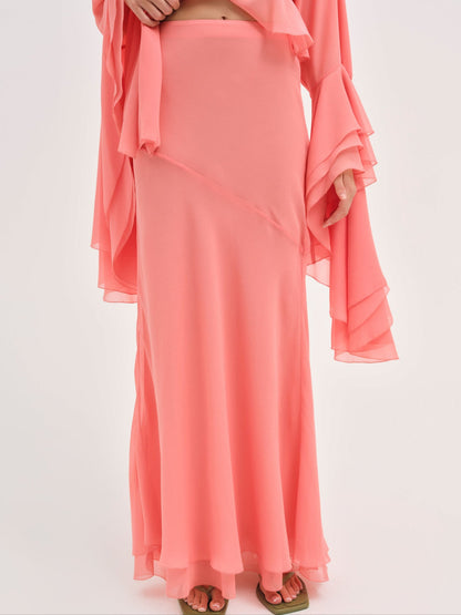 For Love and Lemons - Joana Maxi Skirt - Peach