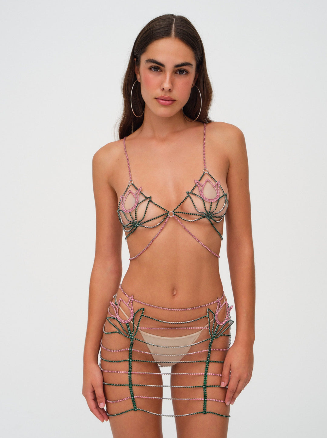 For Love and Lemons - Tulip Rhinestone Skirt - Pink