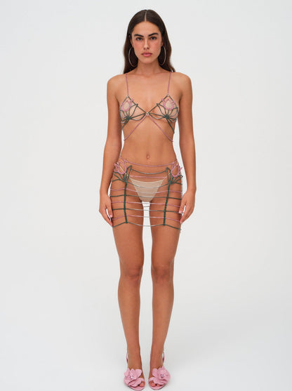 For Love and Lemons - Tulip Rhinestone Skirt - Pink