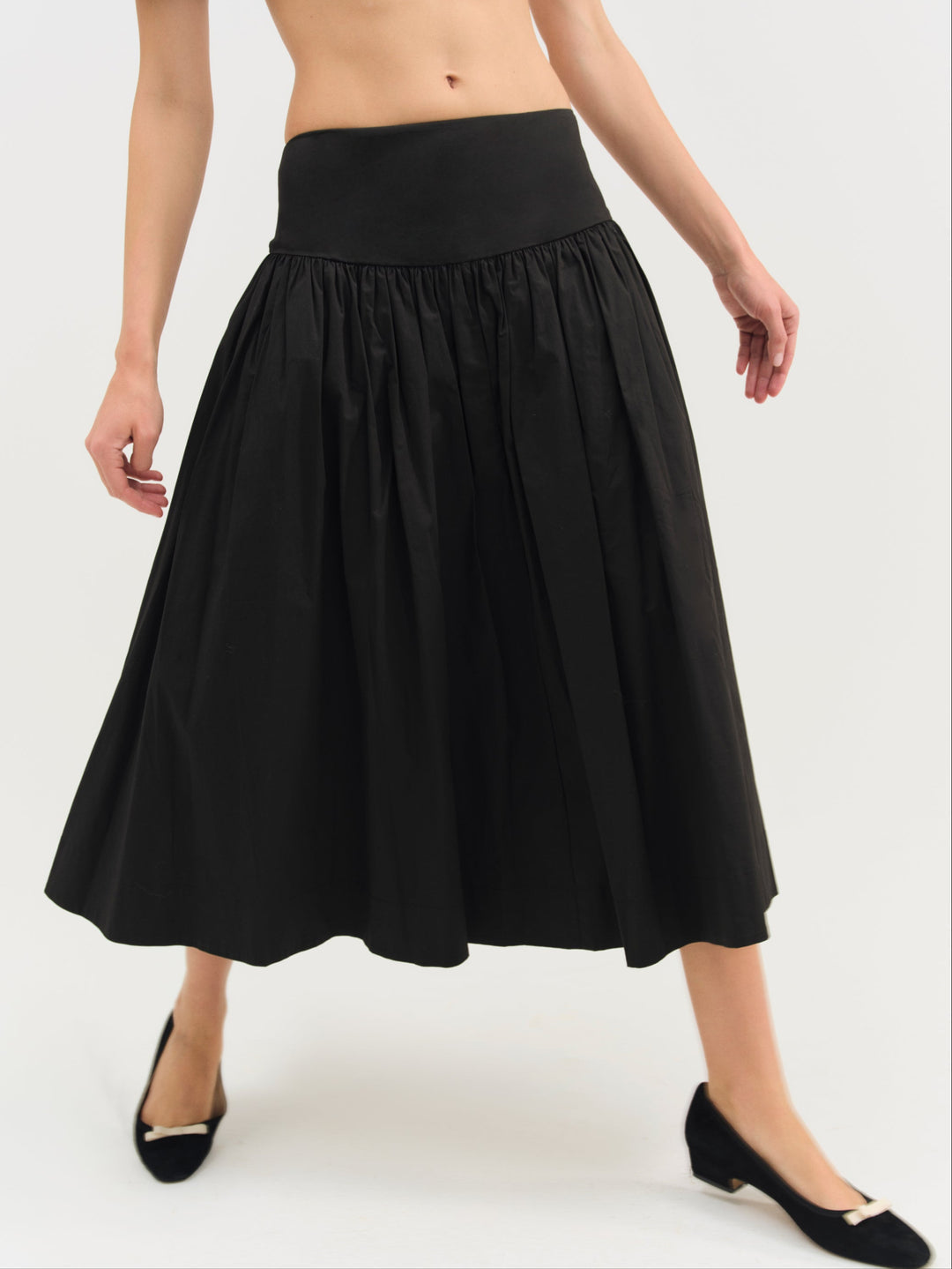 For Love and Lemons - Helena Poplin Midi Skirt - Black