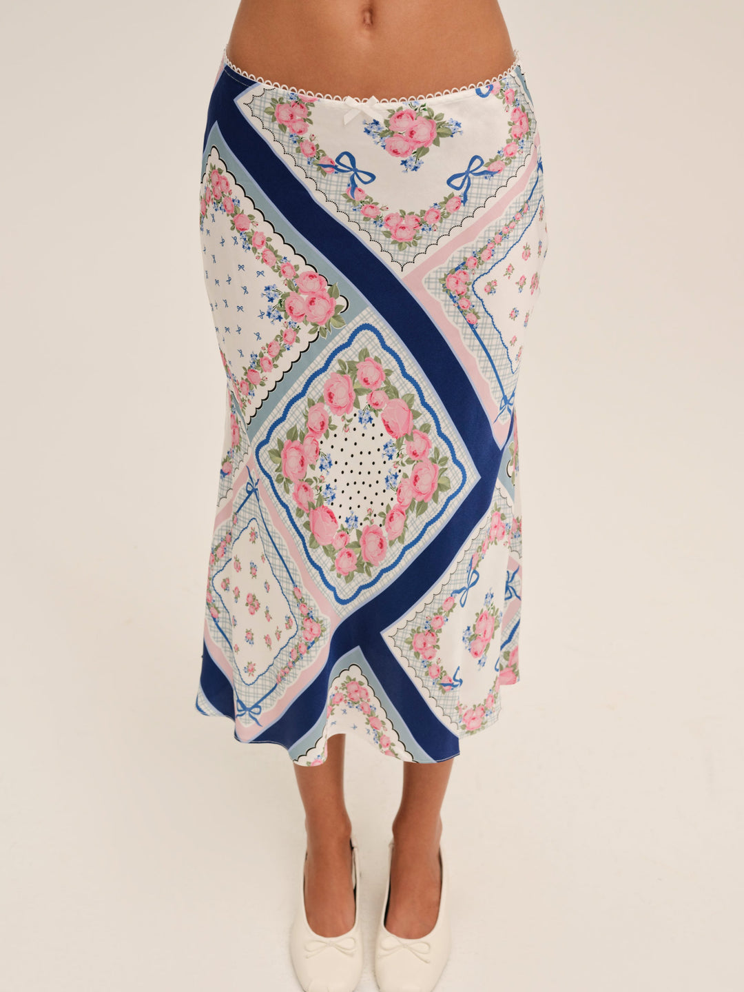 For Love and Lemons - Summer Scarf Midi Skirt - Blue