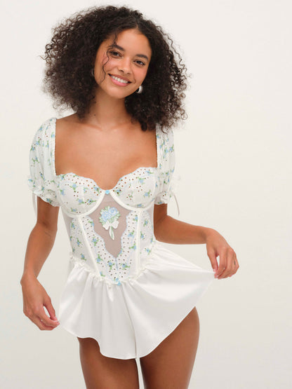 For Love and Lemons - Budding Blossom Sleep Romper - White