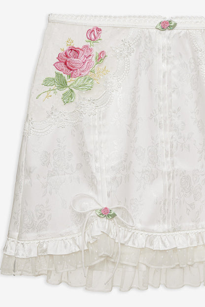 For Love and Lemons - Heirloom Rose Slip Skirt - White