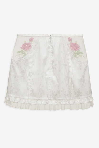 For Love and Lemons - Heirloom Rose Slip Skirt - White