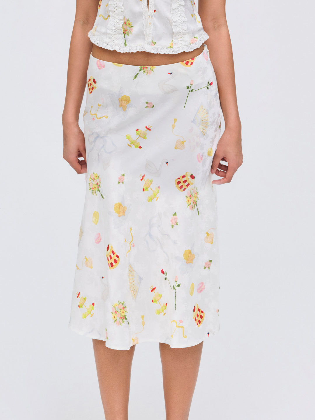 For Love and Lemons - Charlise Midi Skirt - White