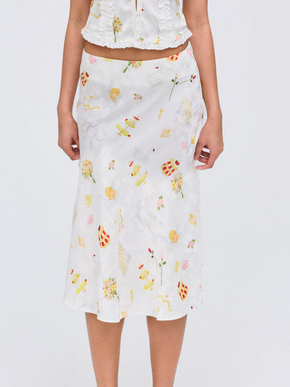 For Love and Lemons - Charlise Midi Skirt - White