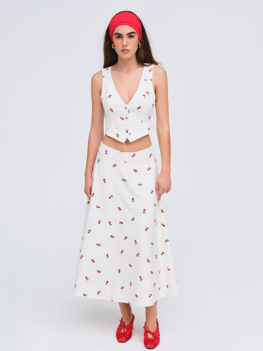 For Love and Lemons - Talia Midi Skirt - Cream
