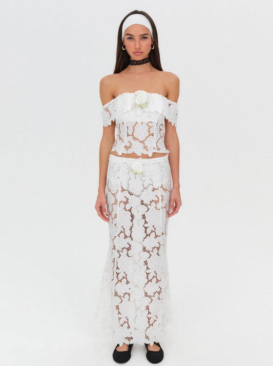 For Love and Lemons - Claudia Maxi Skirt - White