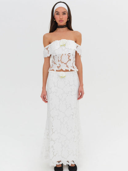 For Love and Lemons - Claudia Maxi Skirt - White