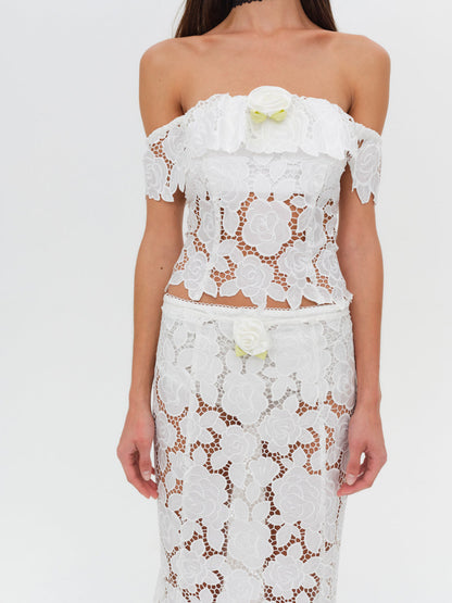 For Love and Lemons - Claudia Maxi Skirt - White