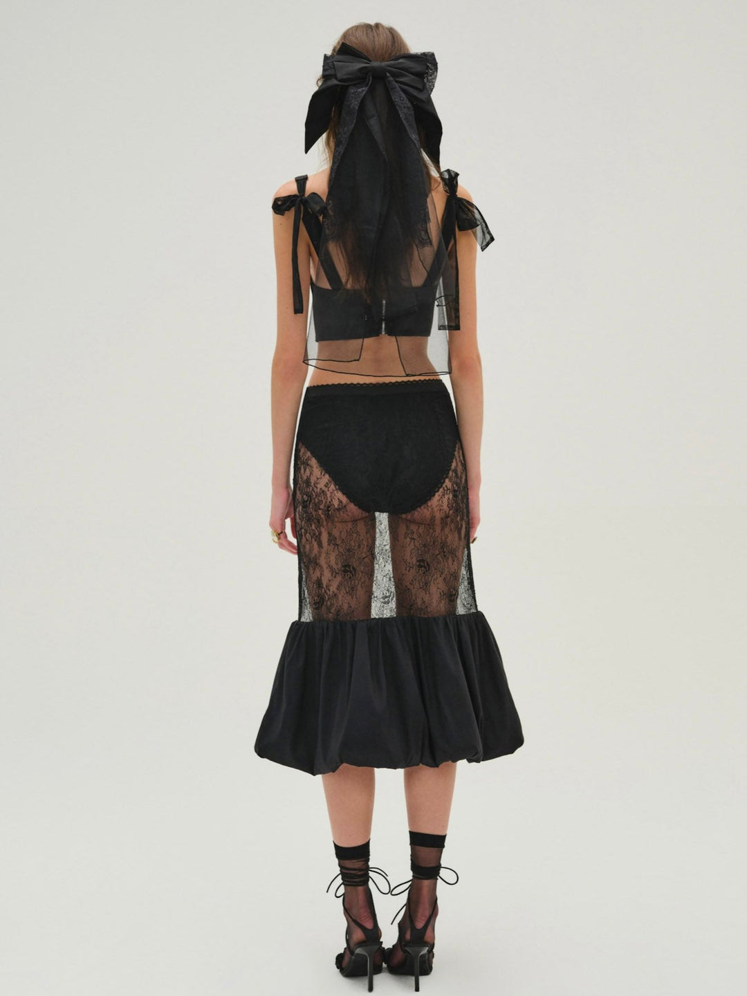 For Love and Lemons - Sugarplum Lace Midi Skirt - Black