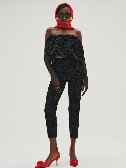 For Love and Lemons - Midnight Velvet Capri Pant - Black