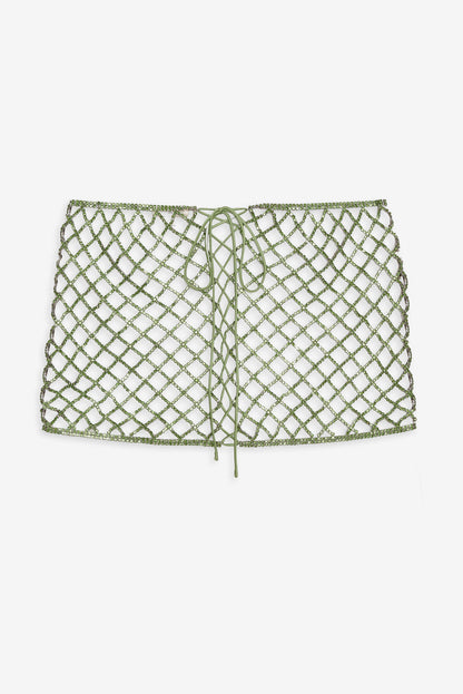 For Love and Lemons - Tulip Grid Rhinestone Skirt - Green