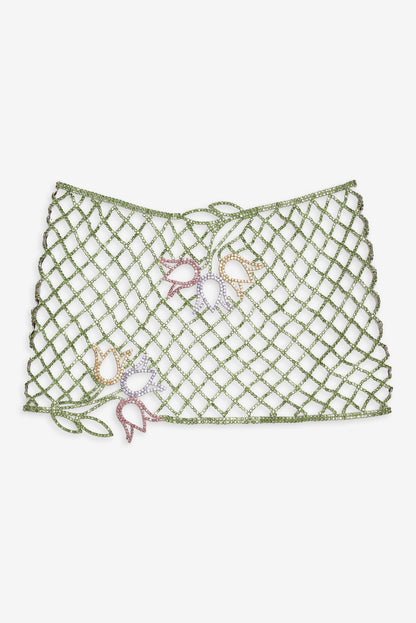 For Love and Lemons - Tulip Grid Rhinestone Skirt - Green