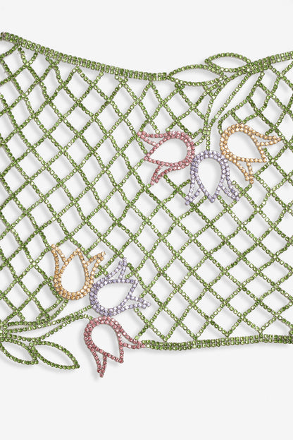 For Love and Lemons - Tulip Grid Rhinestone Skirt - Green