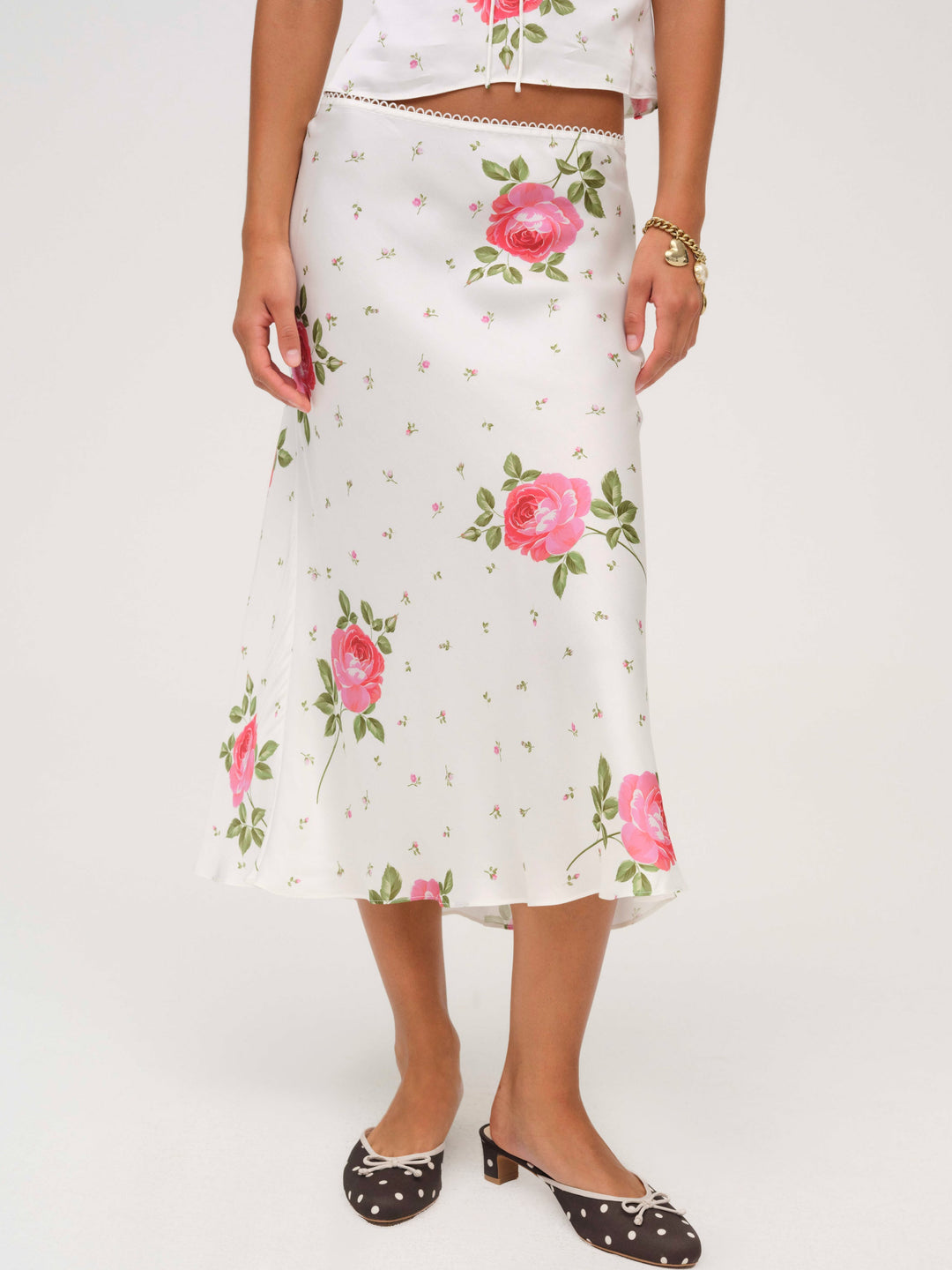 For Love and Lemons - Rosebud Midi Skirt - White