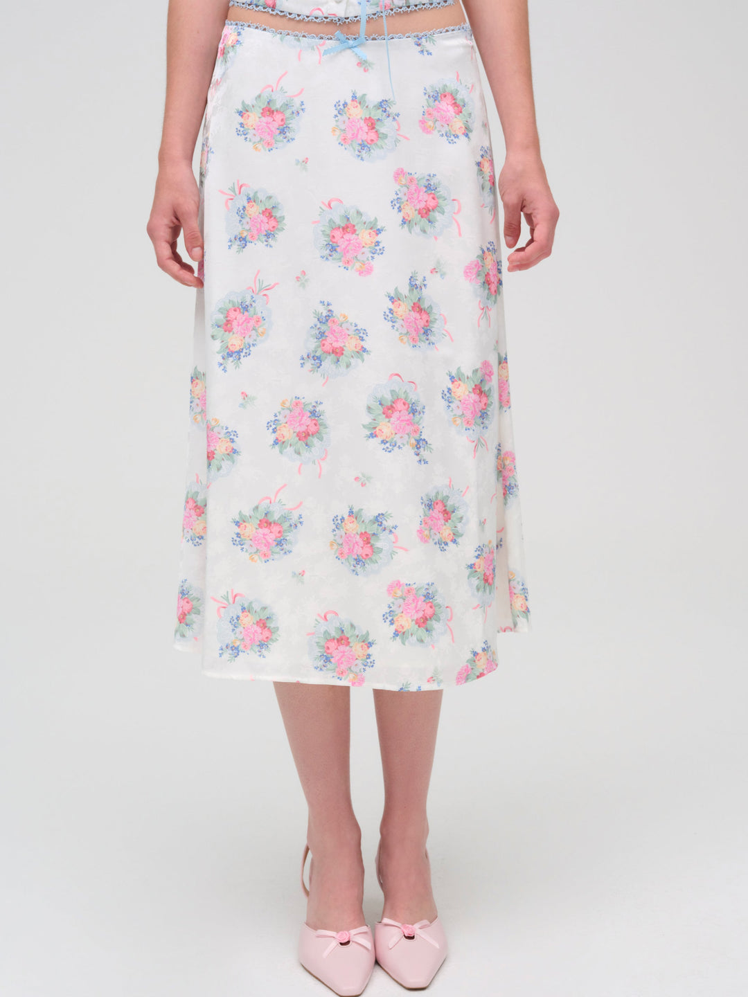 For Love and Lemons - Doily Bouquet Midi Skirt - White