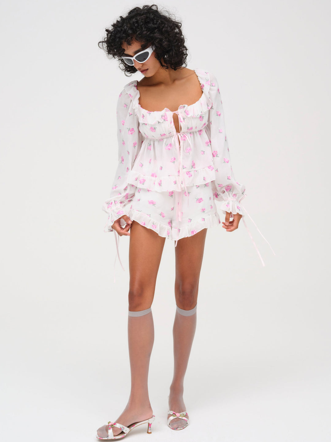 For Love and Lemons - Fiona Floral Short - White