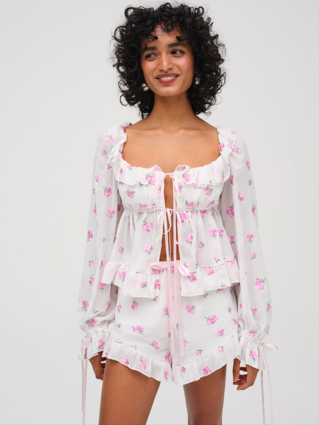 For Love and Lemons - Fiona Floral Short - White