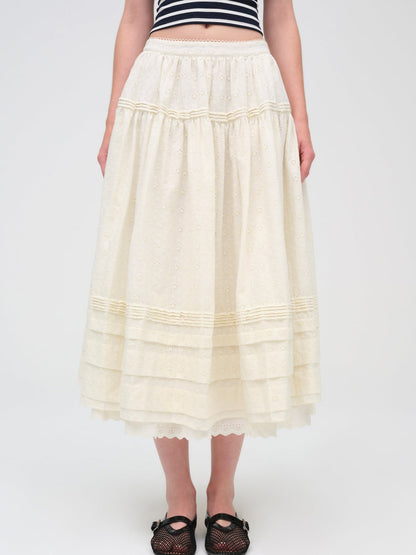 For Love and Lemons - Eyelet Midi Skirt - White
