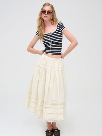 For Love and Lemons - Eyelet Midi Skirt - White