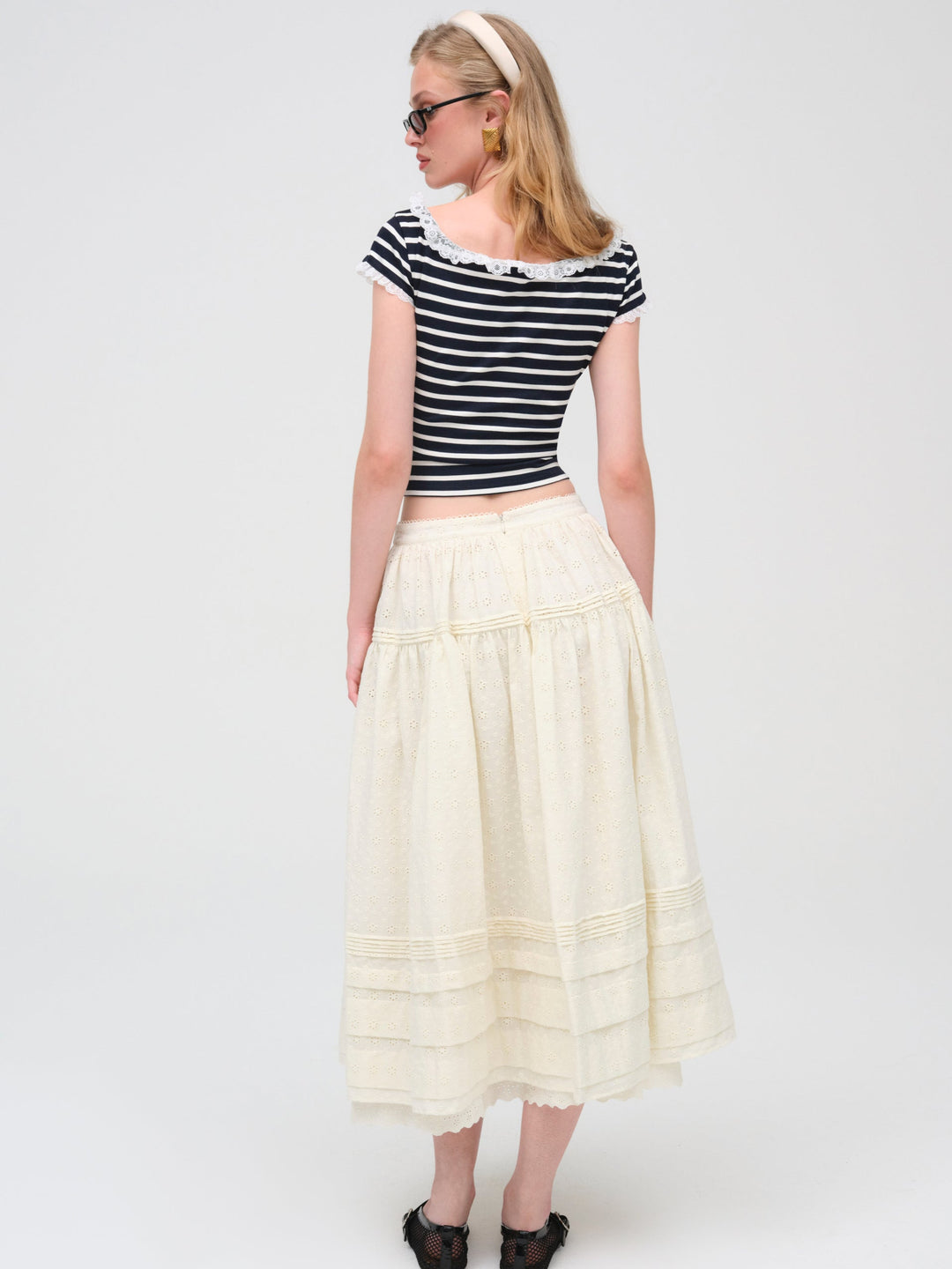 For Love and Lemons - Eyelet Midi Skirt - White