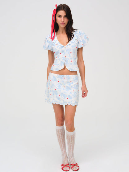 For Love and Lemons - Livia Linen Mini Skirt - White