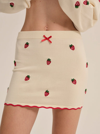 For Love and Lemons - Strawberry Jam Mini Skirt - Cream