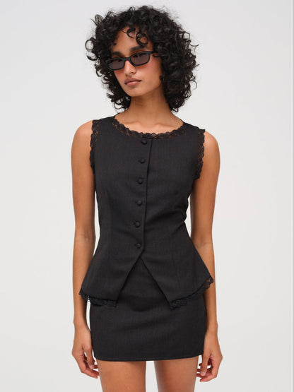 For Love and Lemons - Shawna Mini Skirt - Black