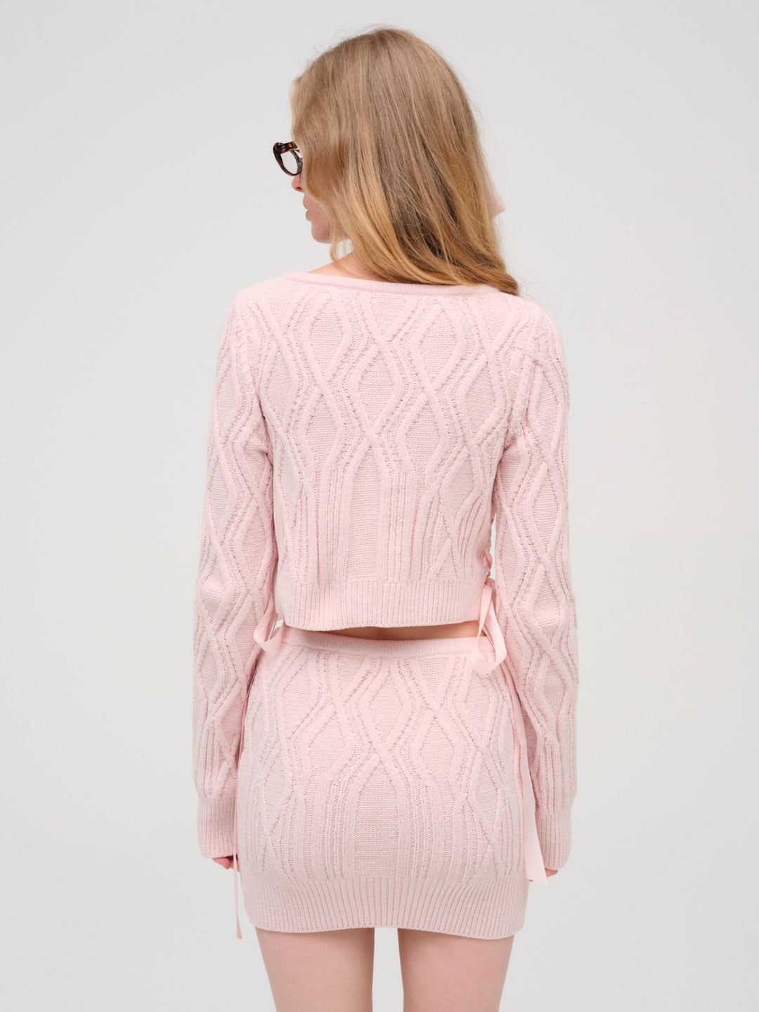 For Love and Lemons - Chenille Cable Knit Mini Skirt - Pink