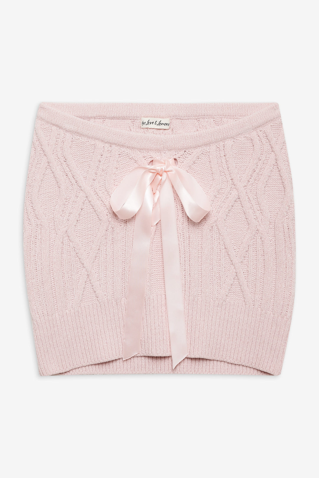 For Love and Lemons - Chenille Cable Knit Mini Skirt - Pink