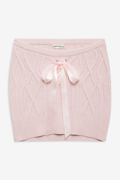 For Love and Lemons - Chenille Cable Knit Mini Skirt - Pink