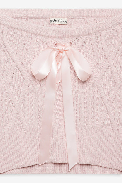 For Love and Lemons - Chenille Cable Knit Mini Skirt - Pink