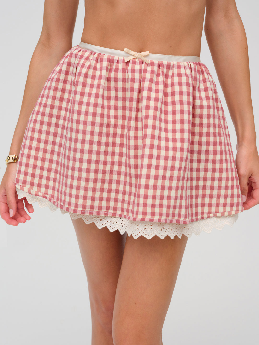 For Love and Lemons - Georgia Gingham Micro Mini Skirt - Mauve